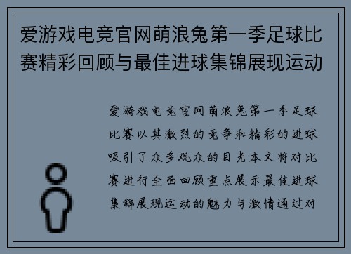 爱游戏电竞官网萌浪兔第一季足球比赛精彩回顾与最佳进球集锦展现运动魅力